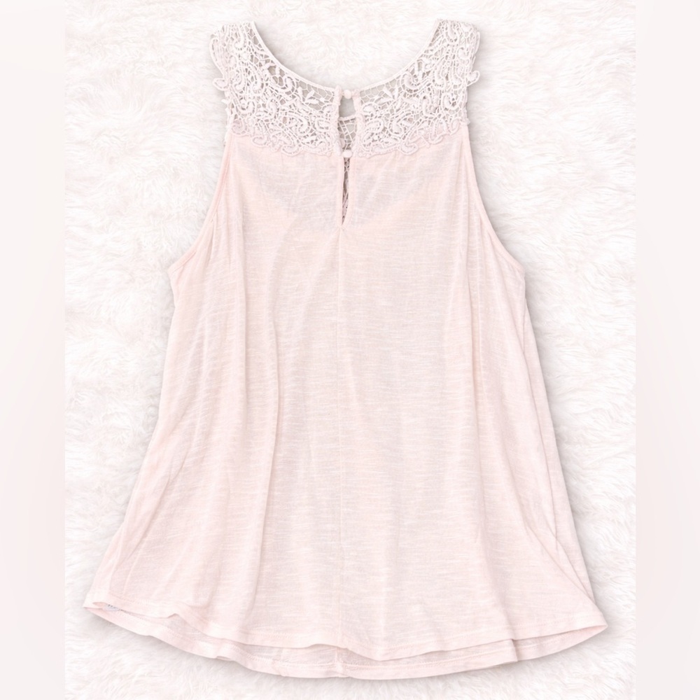 Forever 21 Contemporary Blush Pink Lace Crochet Tank Top XS Boho Coquette - Picture 2 of 3